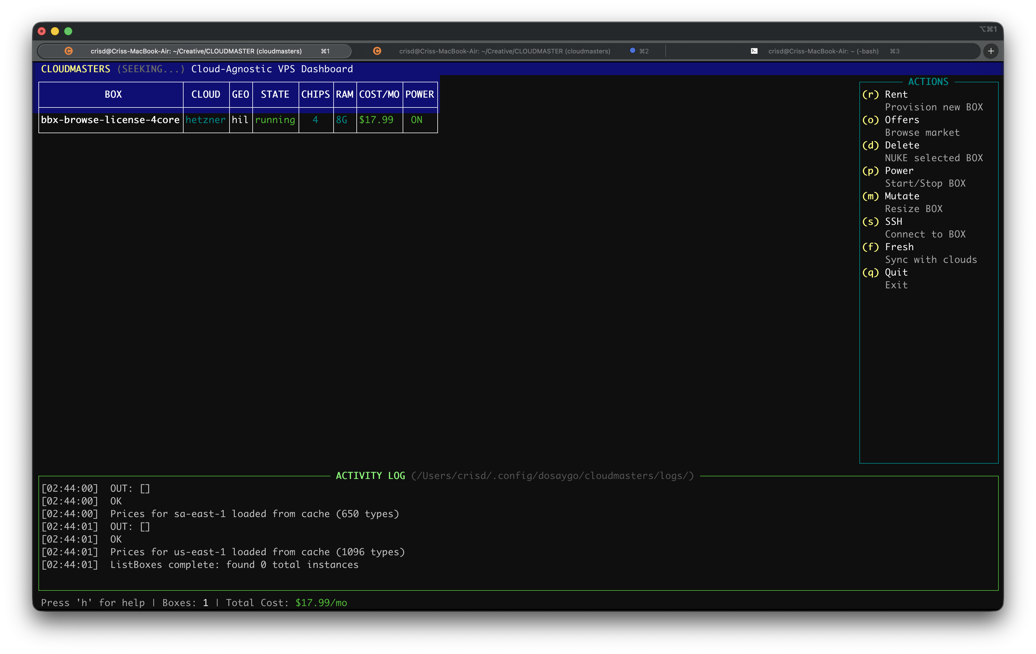 CloudMasters Dashboard